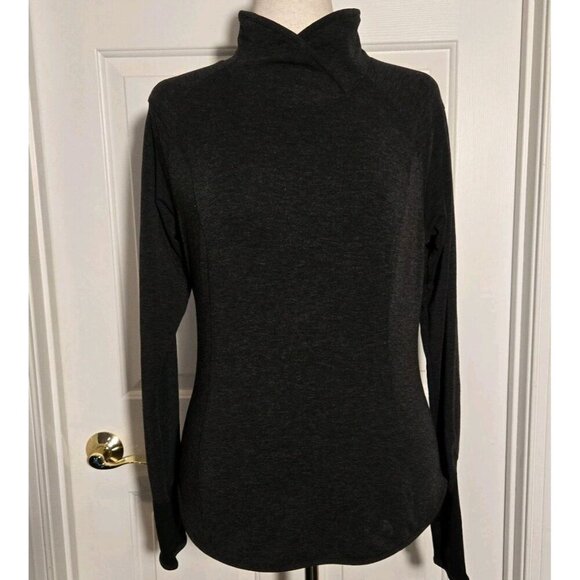 The North Face Glacier Funnel Neck Pullover Womens M Flash Dry Gray Fleece Logo - Picture 1 of 11